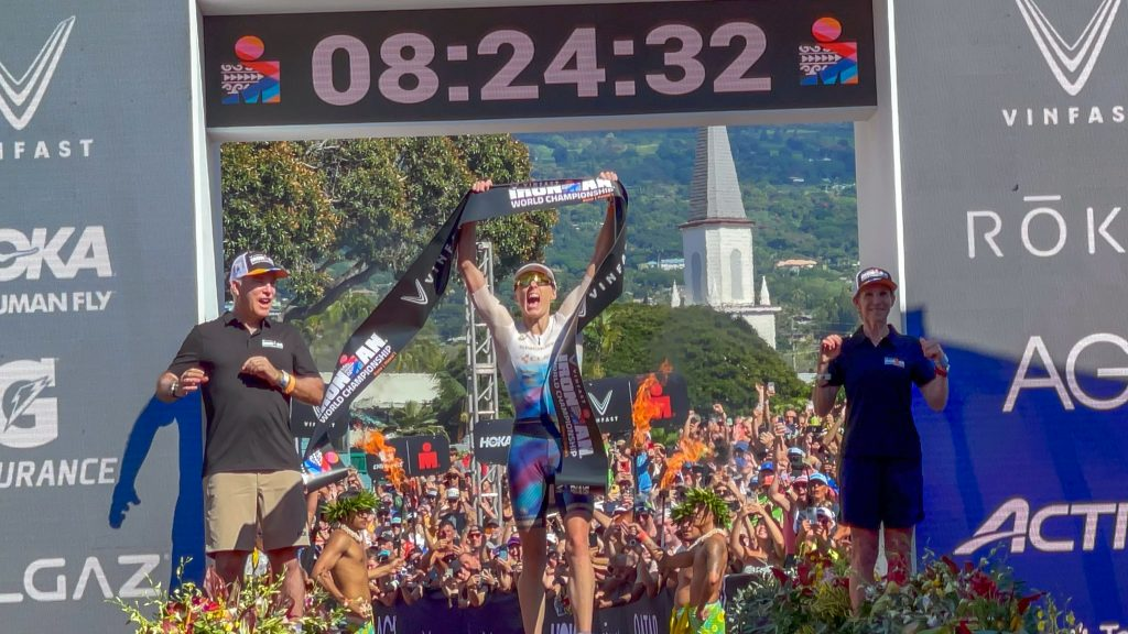 Lucy Charles-Barclay takes the win at the IRONMAN World Championship in Kona 2023. 